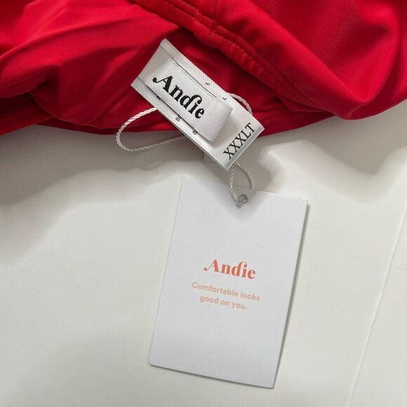 Andie Nantucket One Piece Swimsuit Women's 3X Long Tall Cherry Red One Shoulder - Picture 5 of 7